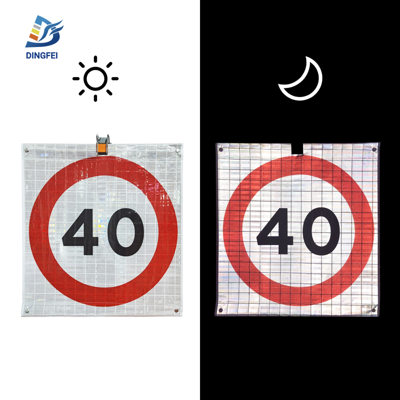 40KM Speed Limit Reflective Tripod Folding Warning Sign - 